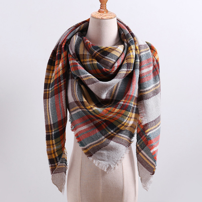 Plaid Cashmere Scarf For Women