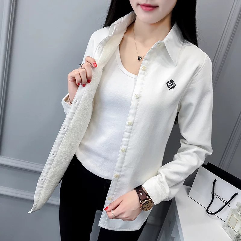 Women Thermal Tops Button Down Shirt