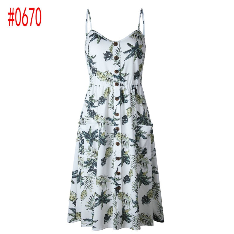 Fashion Women Sundresses Pocket Linen