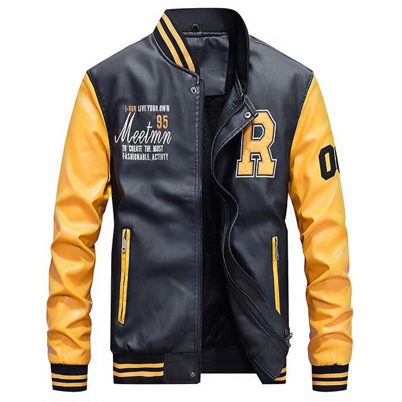 Letterman Jacket PU Leather Coat