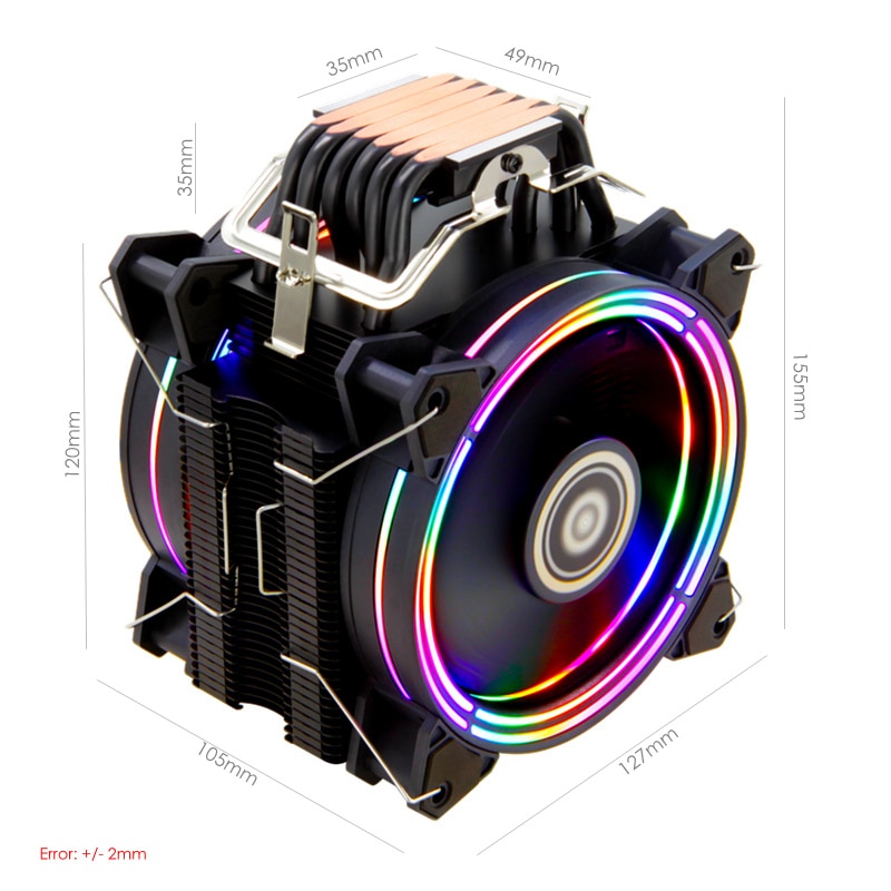 CPU Cooler Rainbow Color Dual Fan