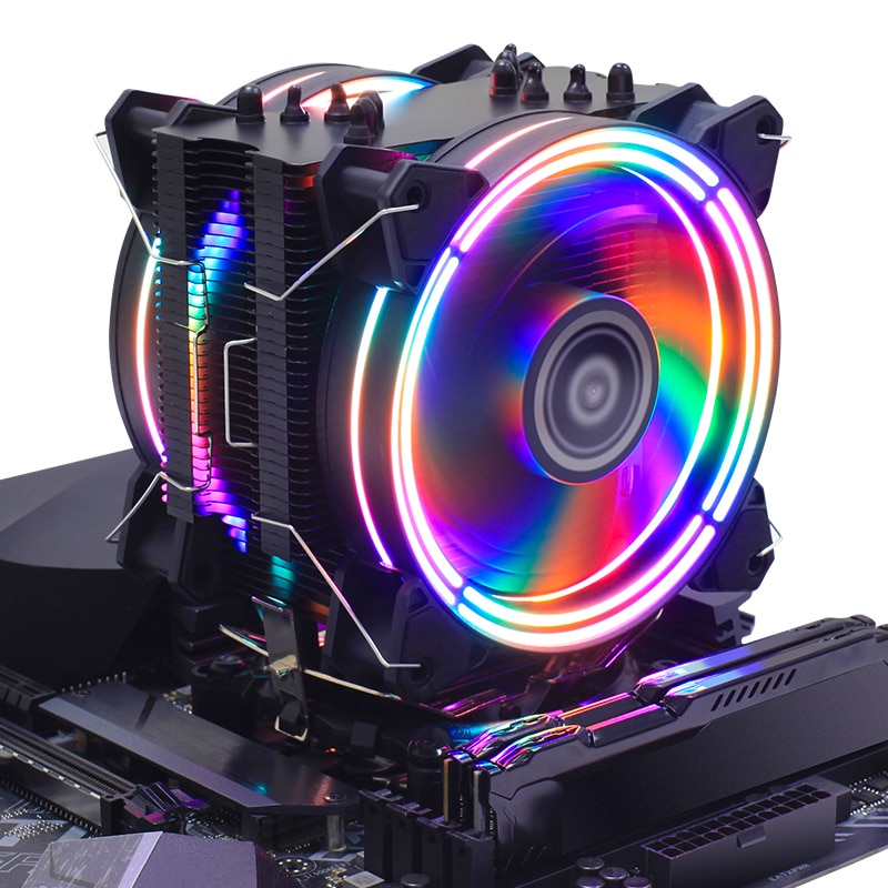 CPU Cooler Rainbow Color Dual Fan