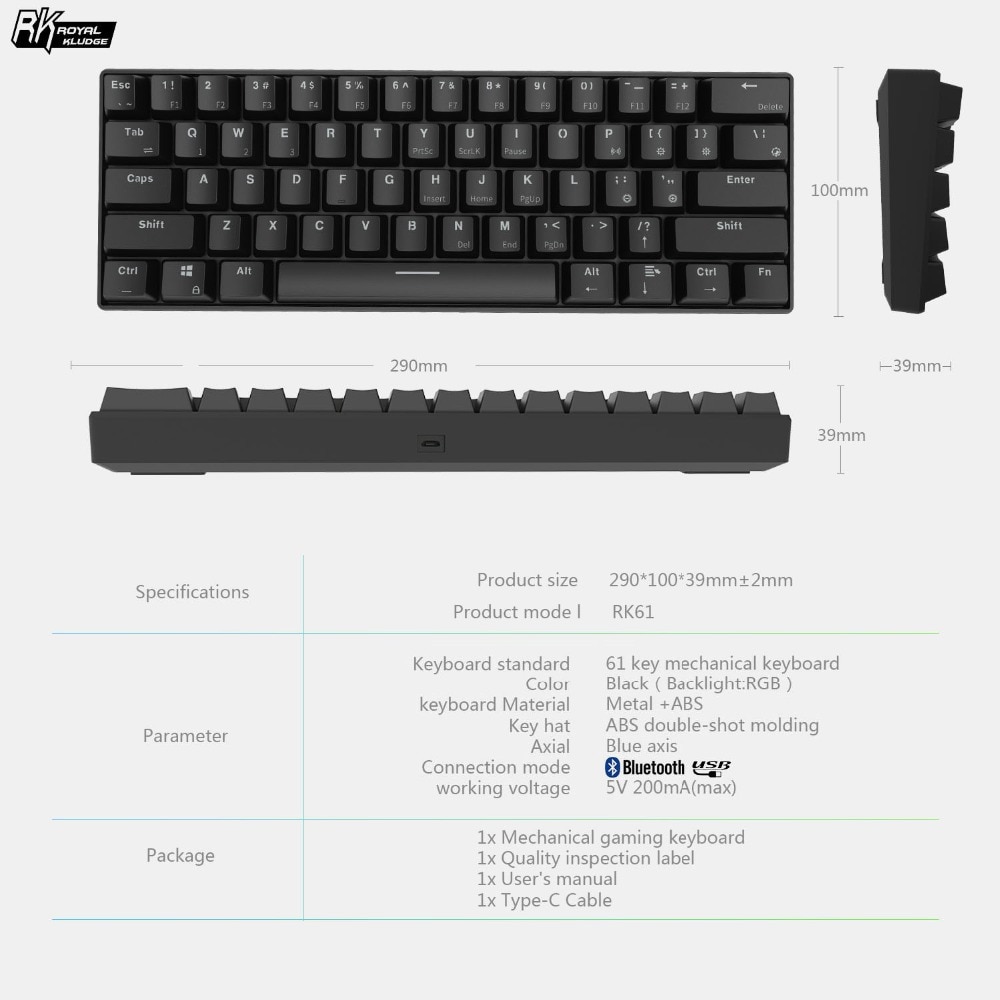 Wireless Gaming Keyboard Colorful Backlights