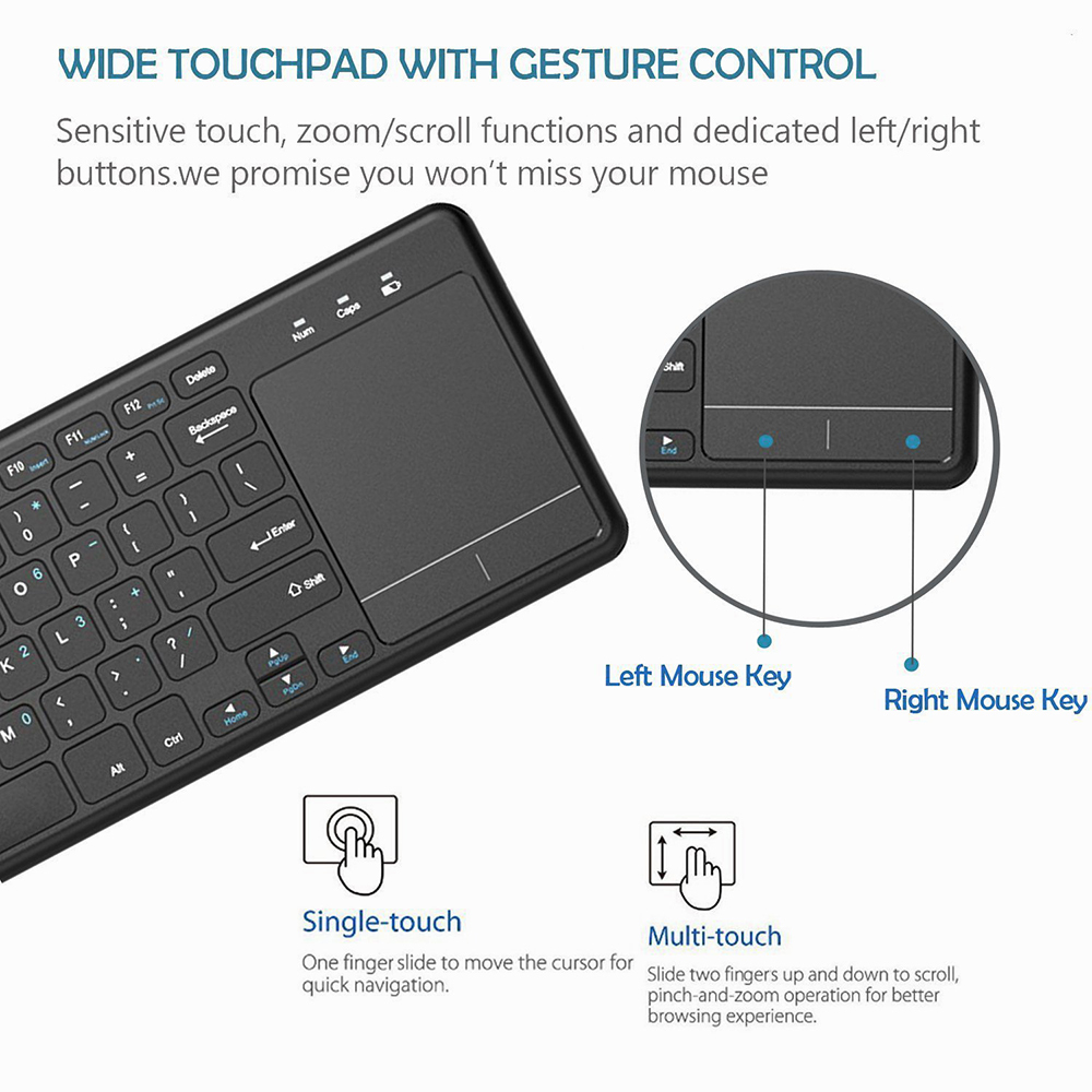 Wireless Keyboard USB Touch Pad