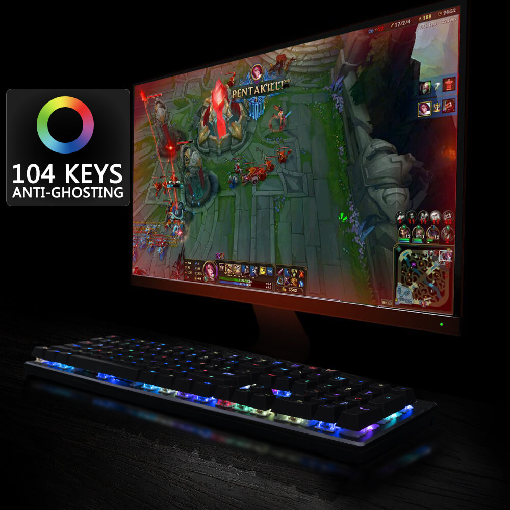 104 Key Mechanical Gaming Keyboard With LED Back Lighting