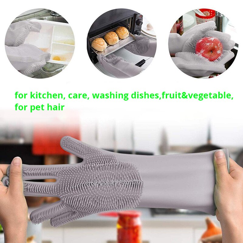 Silicone Cleaning Gloves Dishwashing Scrubber