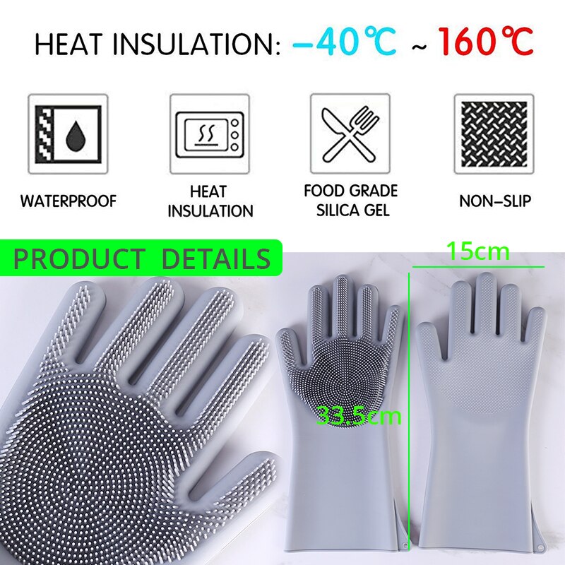 Silicone Cleaning Gloves Dishwashing Scrubber