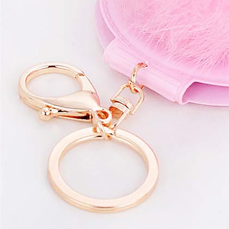 Mirror Keychain Cute Puff Ball Keychain