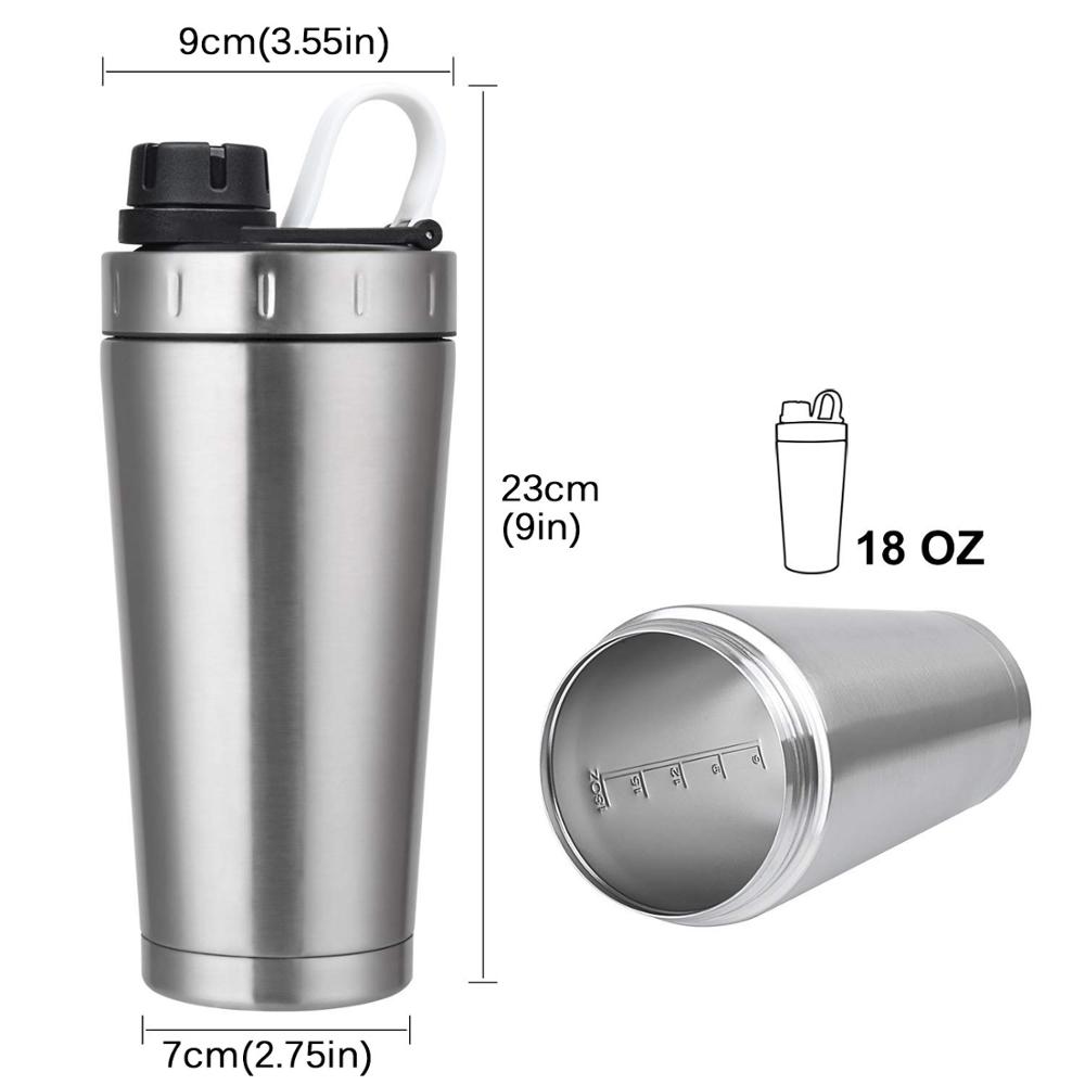 Insulated Shaker Bottle 20oz Protein Shaker