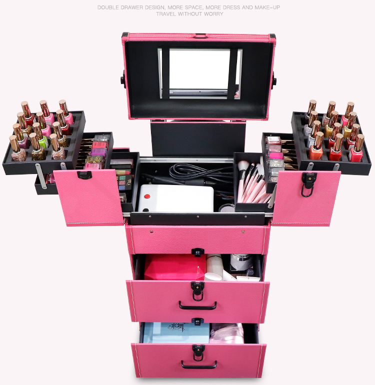 Trolley Makeup Case Multi-Layer Storage