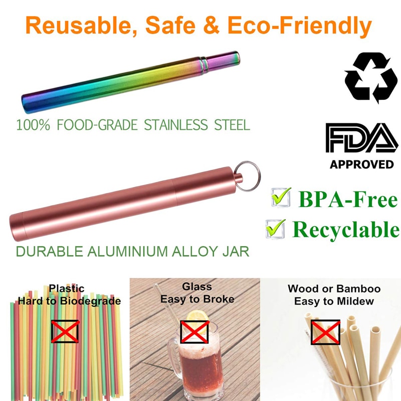 Collapsible Reusable Straw Metal Straw