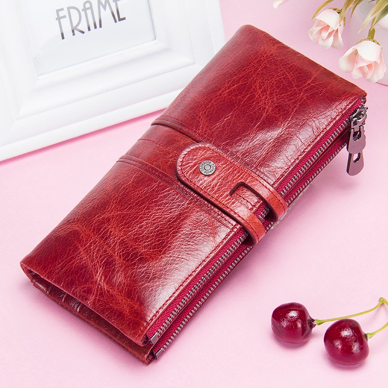 Long Zipper Leather Purse