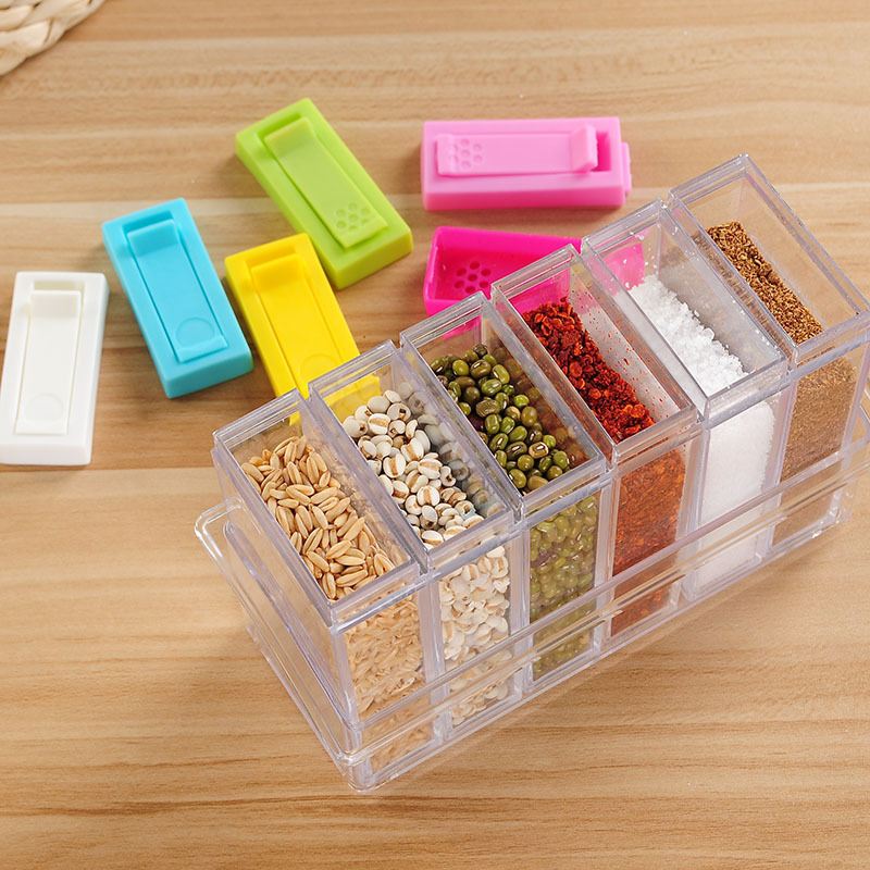 Spice Organizer Plastic Transparent Spice Jars (Set of 6)