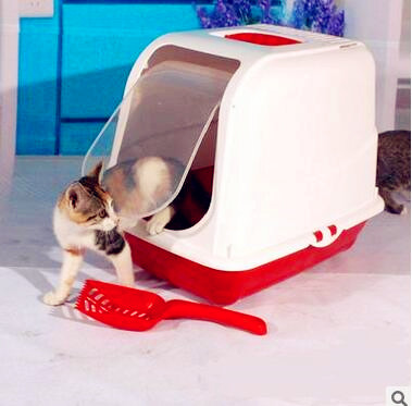 Closed Cat Litter Box With Maintenance Litter Scoop