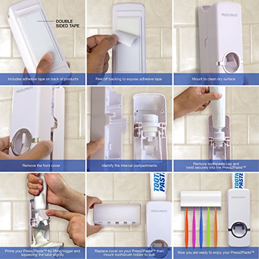 Automatic Toothpaste Dispenser with Toothbrush Holder