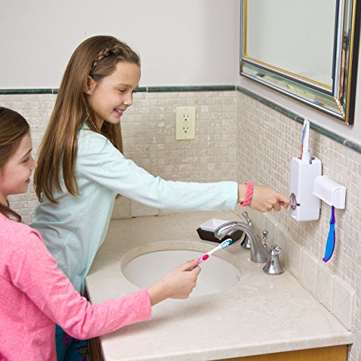 Automatic Toothpaste Dispenser with Toothbrush Holder