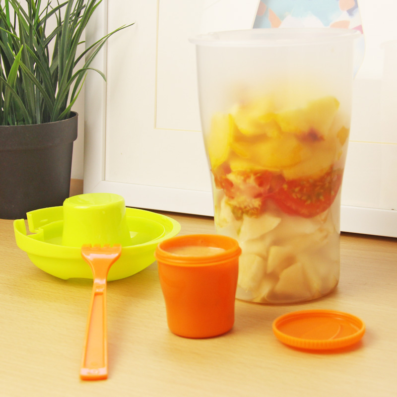 Salad Container with Sauce Container and Fork