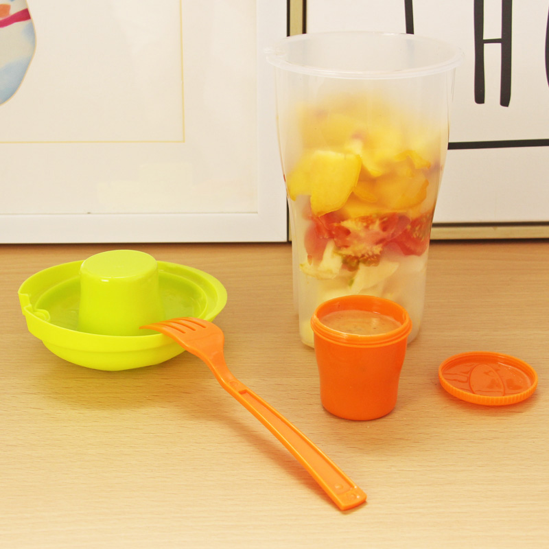 Salad Container with Sauce Container and Fork