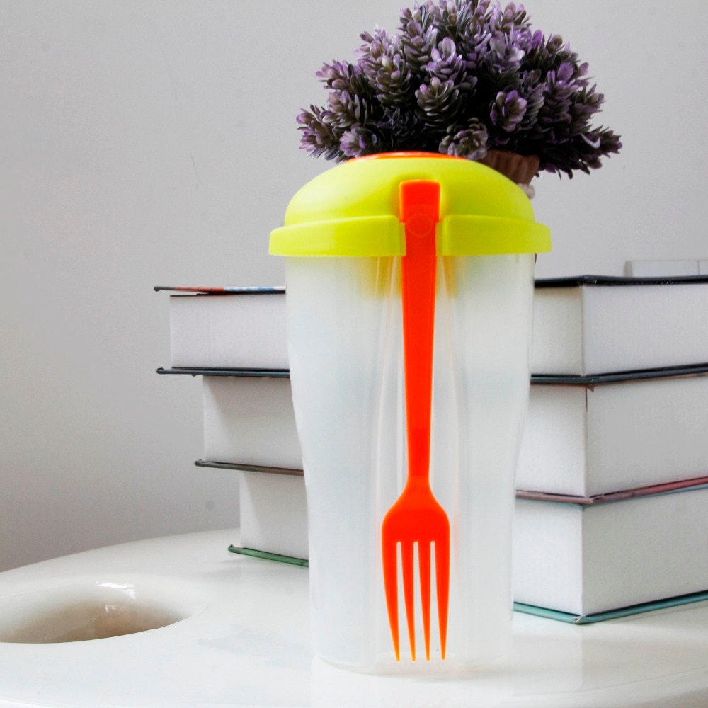 Salad Container with Sauce Container and Fork