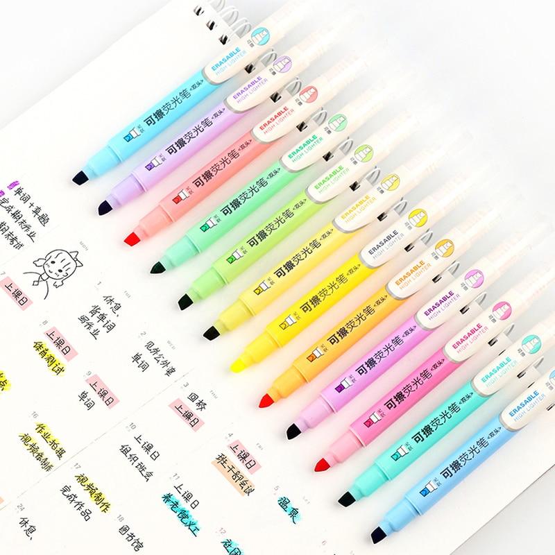 Erasable Highlighters with Dual Tip (6 pcs)