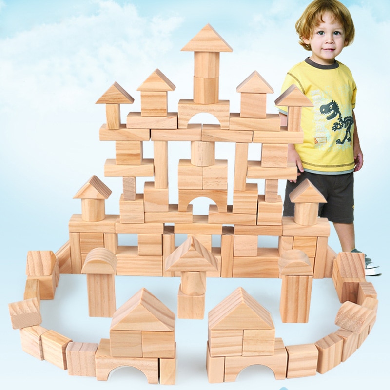 Wooden Block Set Toy for Kids (100 pcs)