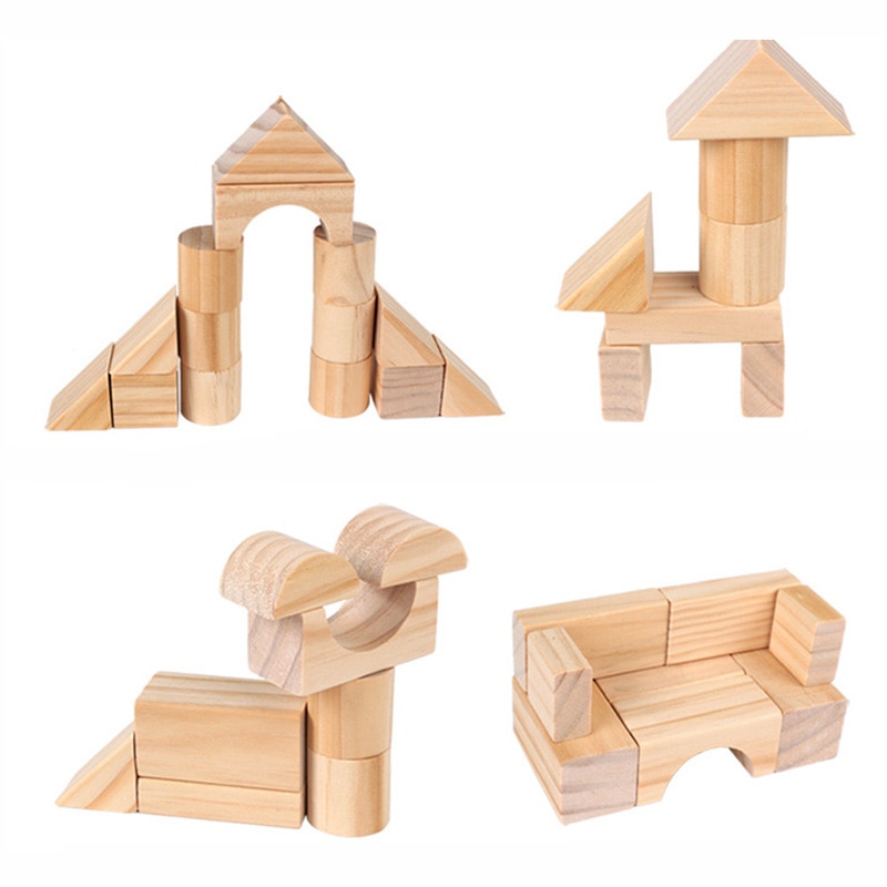 Wooden Block Set Toy for Kids (100 pcs)