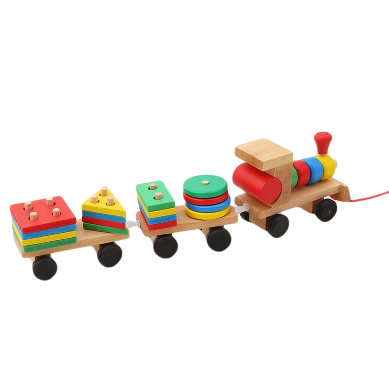 Wooden Train Toy with Blocks Set