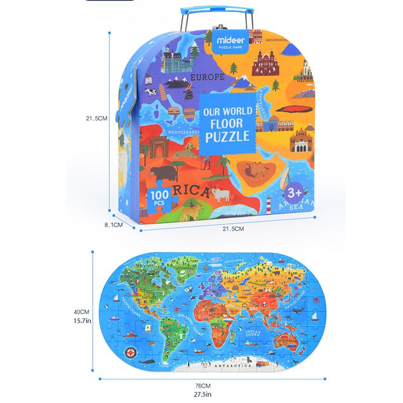 World Map Puzzle for Kids (100 pcs)