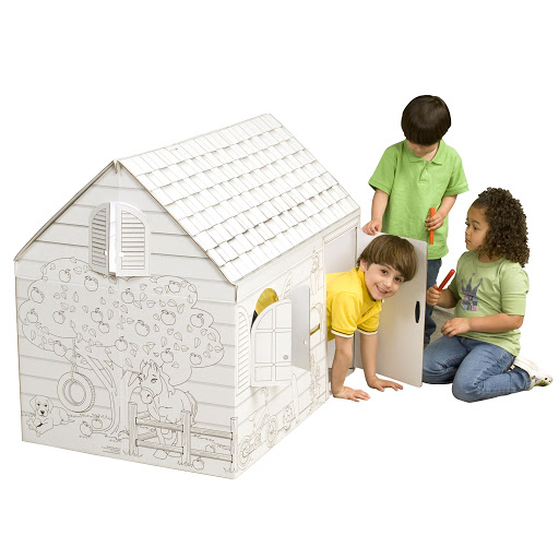 Coloring Cardboard House Craft Playhouse