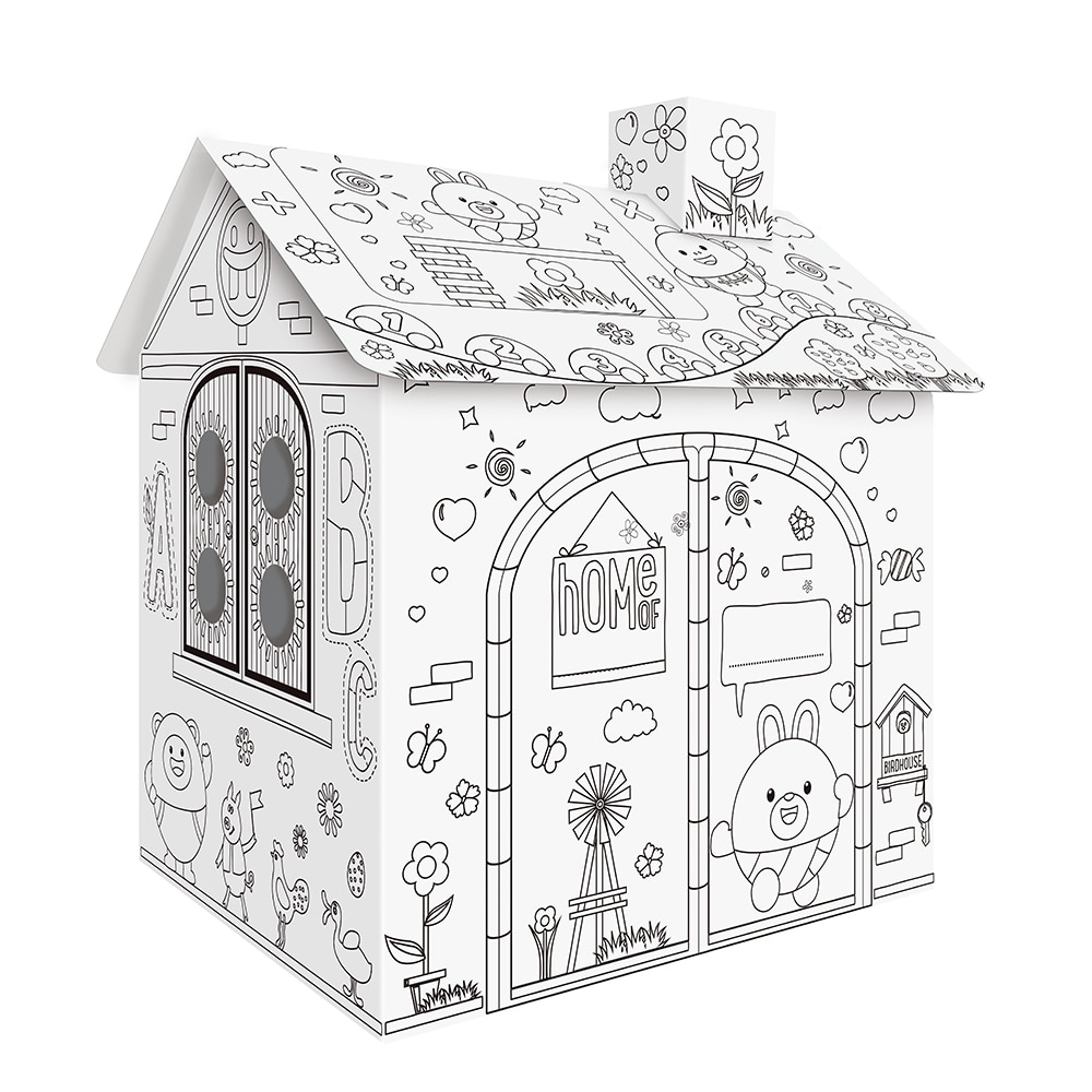 Coloring Cardboard House Craft Playhouse