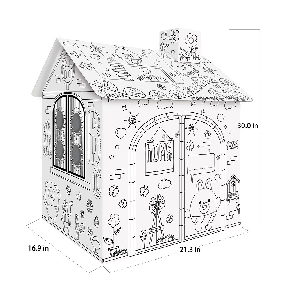 Coloring Cardboard House Craft Playhouse