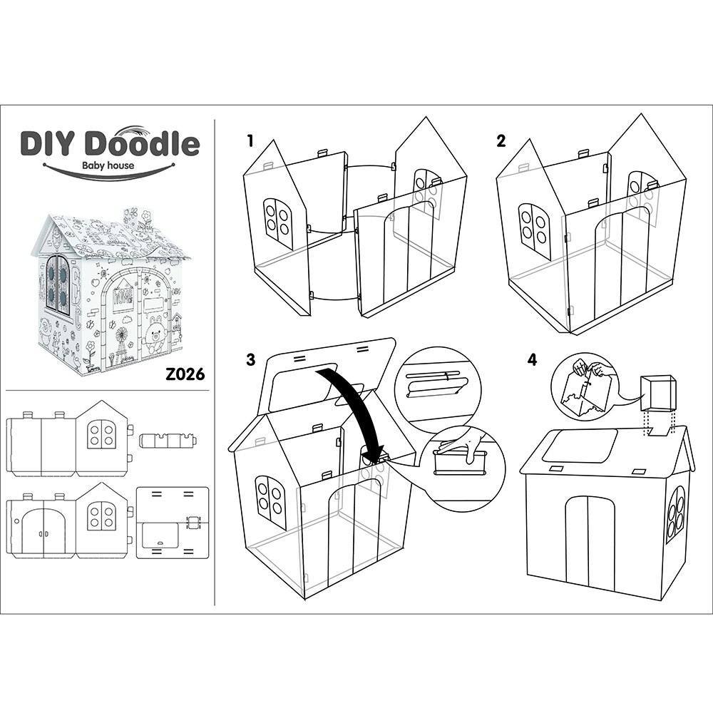 Coloring Cardboard House Craft Playhouse