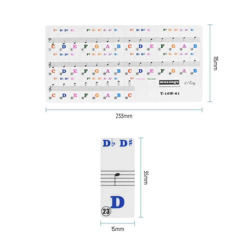 Piano Key Stickers Removable Stickers