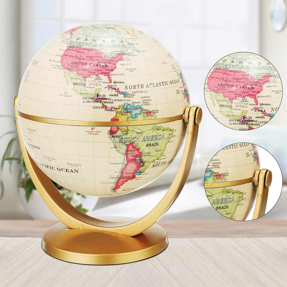 Rotating Globe Retro World Map