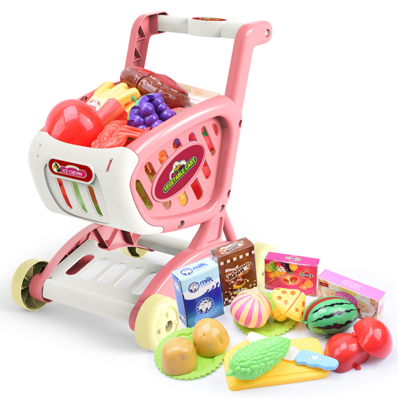 Toy Shopping Cart with Toy Groceries