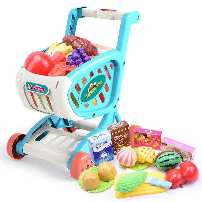 Toy Shopping Cart with Toy Groceries