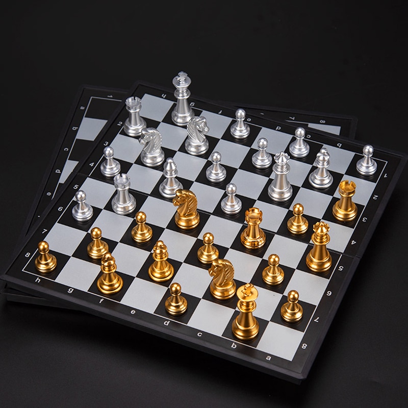 Magnetic Chess Set Gold Silver Pieces