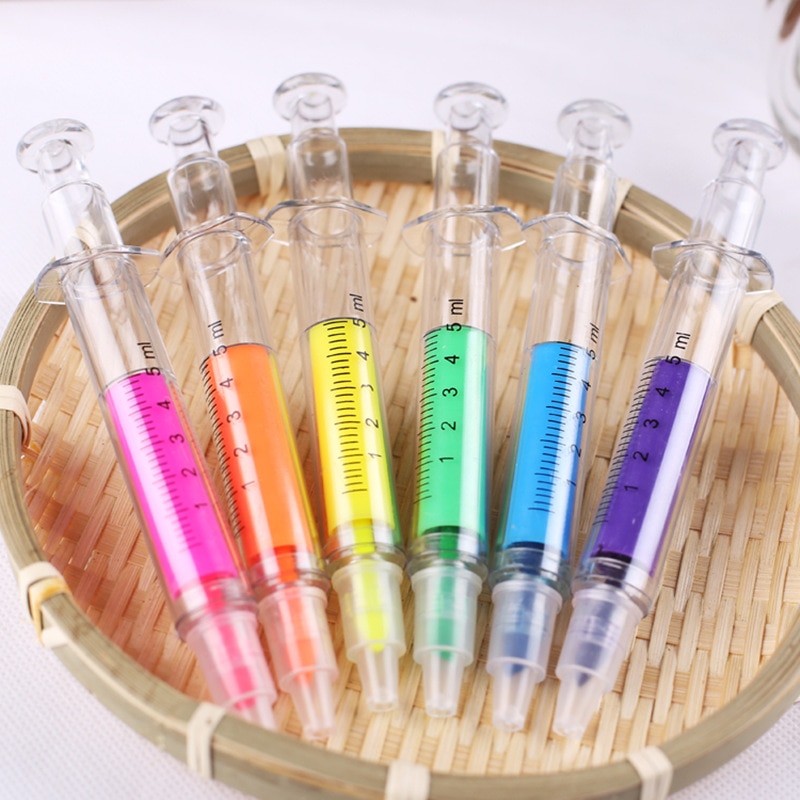 Highlighter Pen Creative Syringe Design (6 pieces)