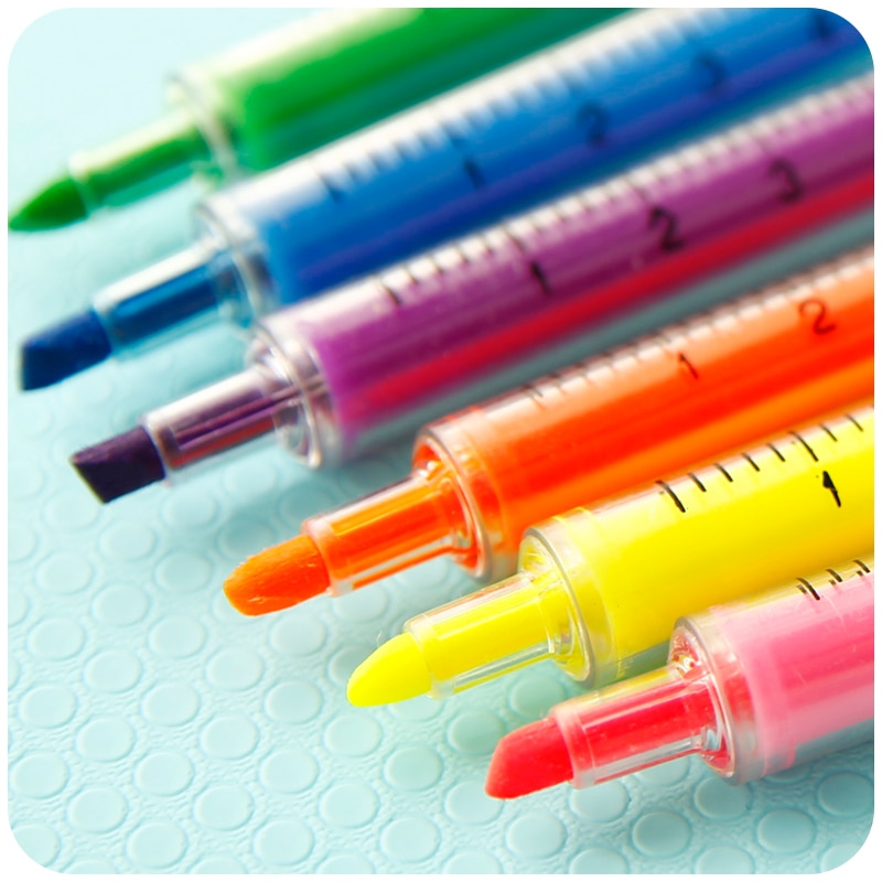 Highlighter Pen Creative Syringe Design (6 pieces)