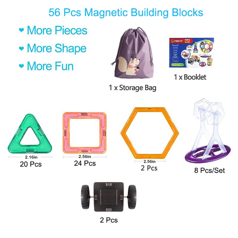 Magnetic Blocks Construction Toy (56 pieces)