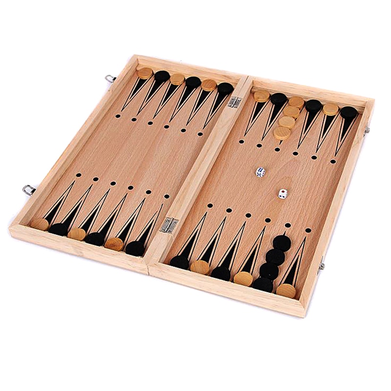 Wooden Chess Set 3-in-1 Travel Kit