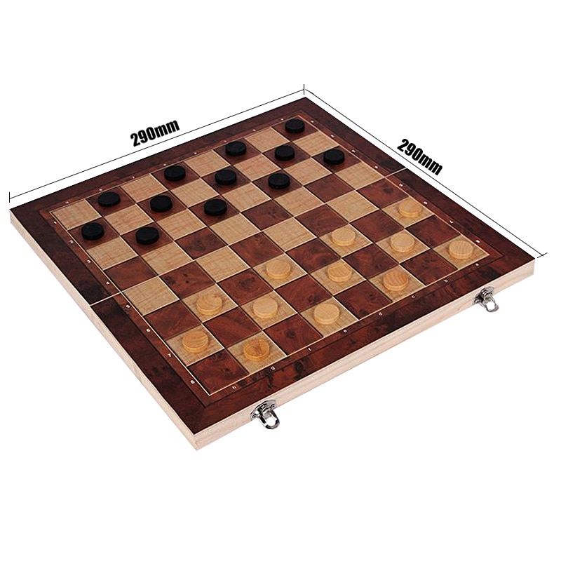 Wooden Chess Set 3-in-1 Travel Kit