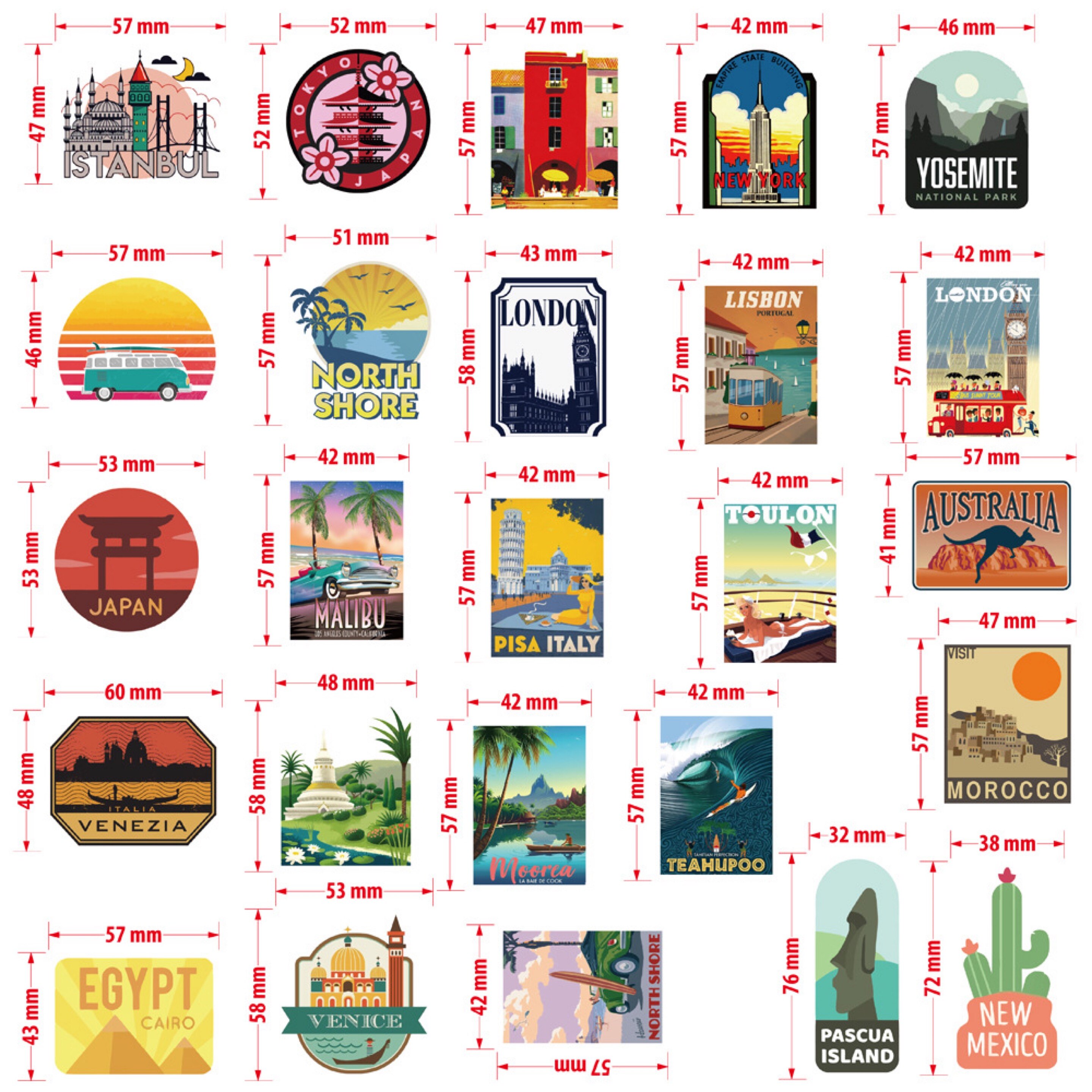 Waterproof Suitcase Travel Stickers (50pcs)