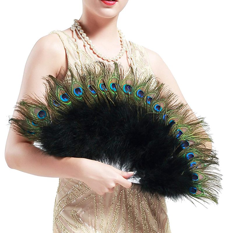 Vintage Style Peacock Feather Fan