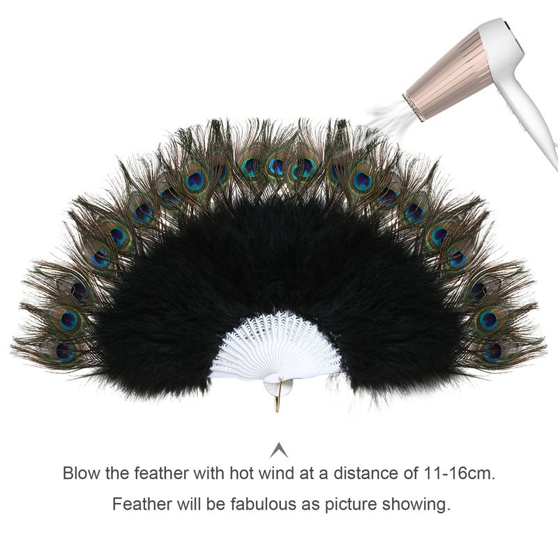 Vintage Style Peacock Feather Fan