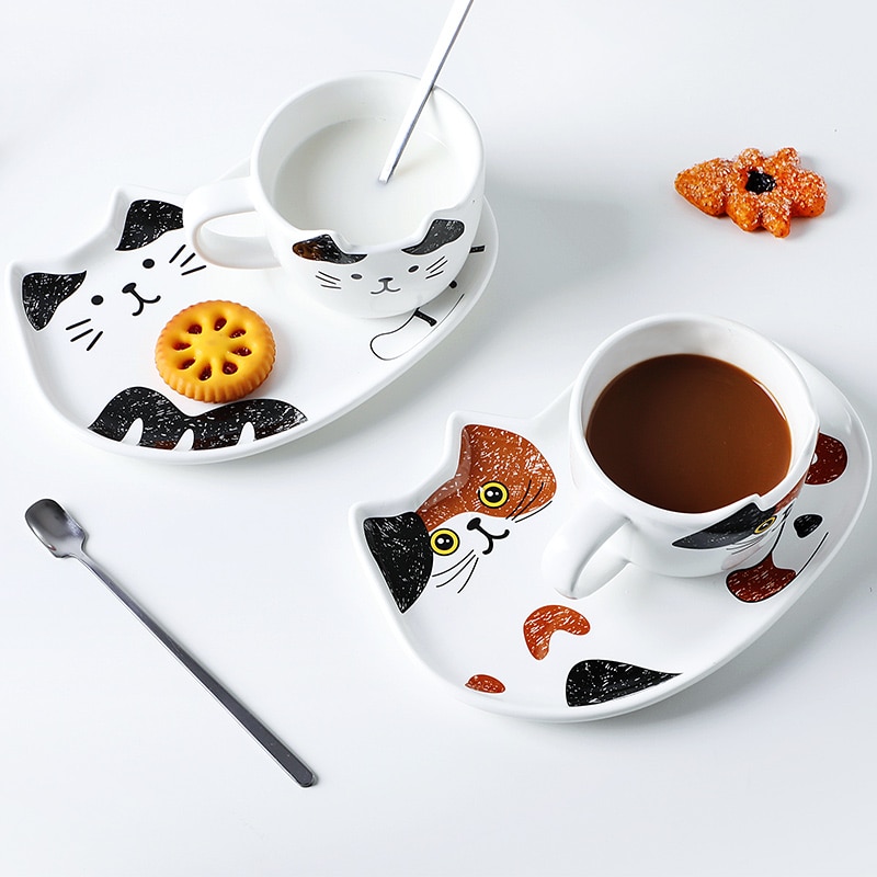 Cat Coffee Cup Set With Handle