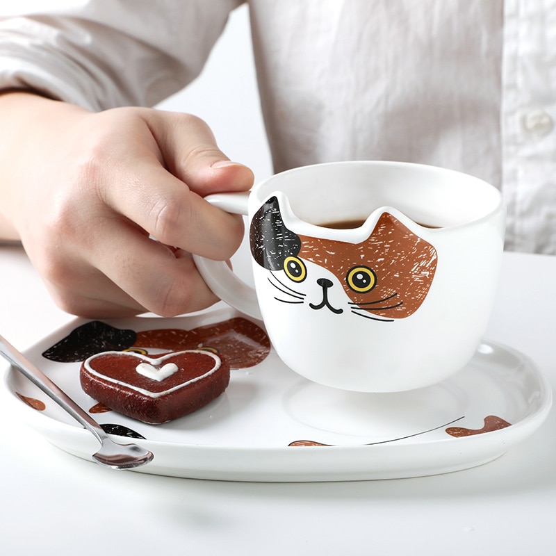 Cat Coffee Cup Set With Handle