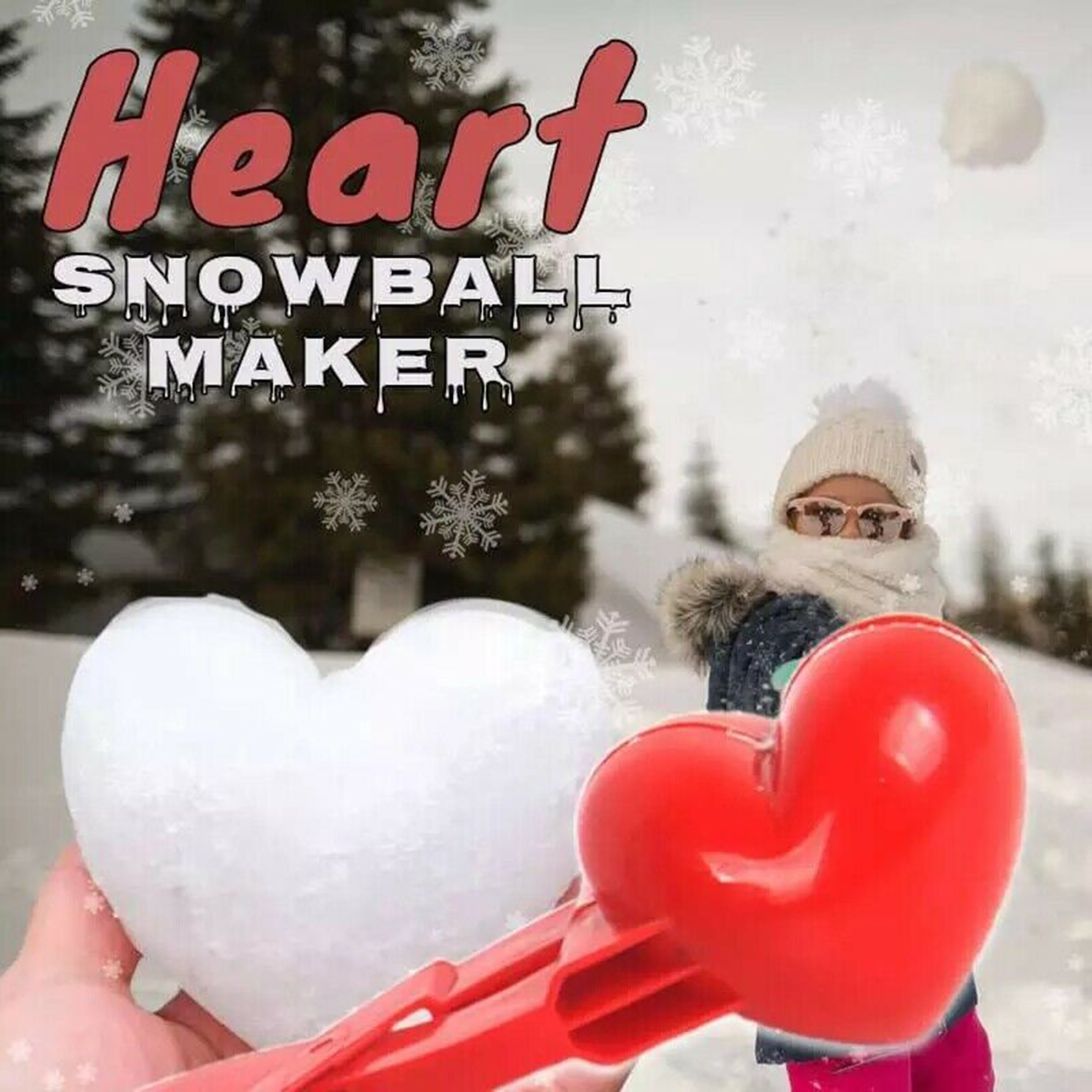 Plastic Heart Snowball Maker Mold