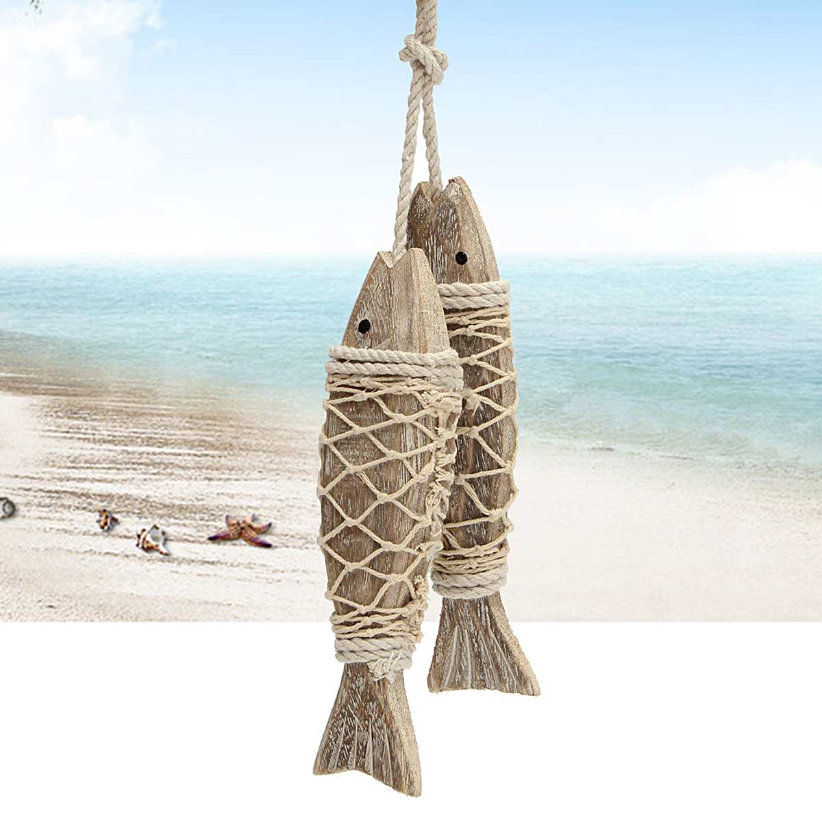 Rustic Wooden Hanging Fish Decor