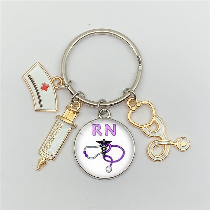 Nurse Keychain with Medical Icon Charms